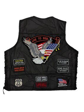 Diamond Plate Genuine Buffalo Leather Biker Vest Patches 3X 3XL XXXL